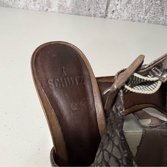 Schutz Croc Embossed Cone Heels Leather - Picture 7 of 11